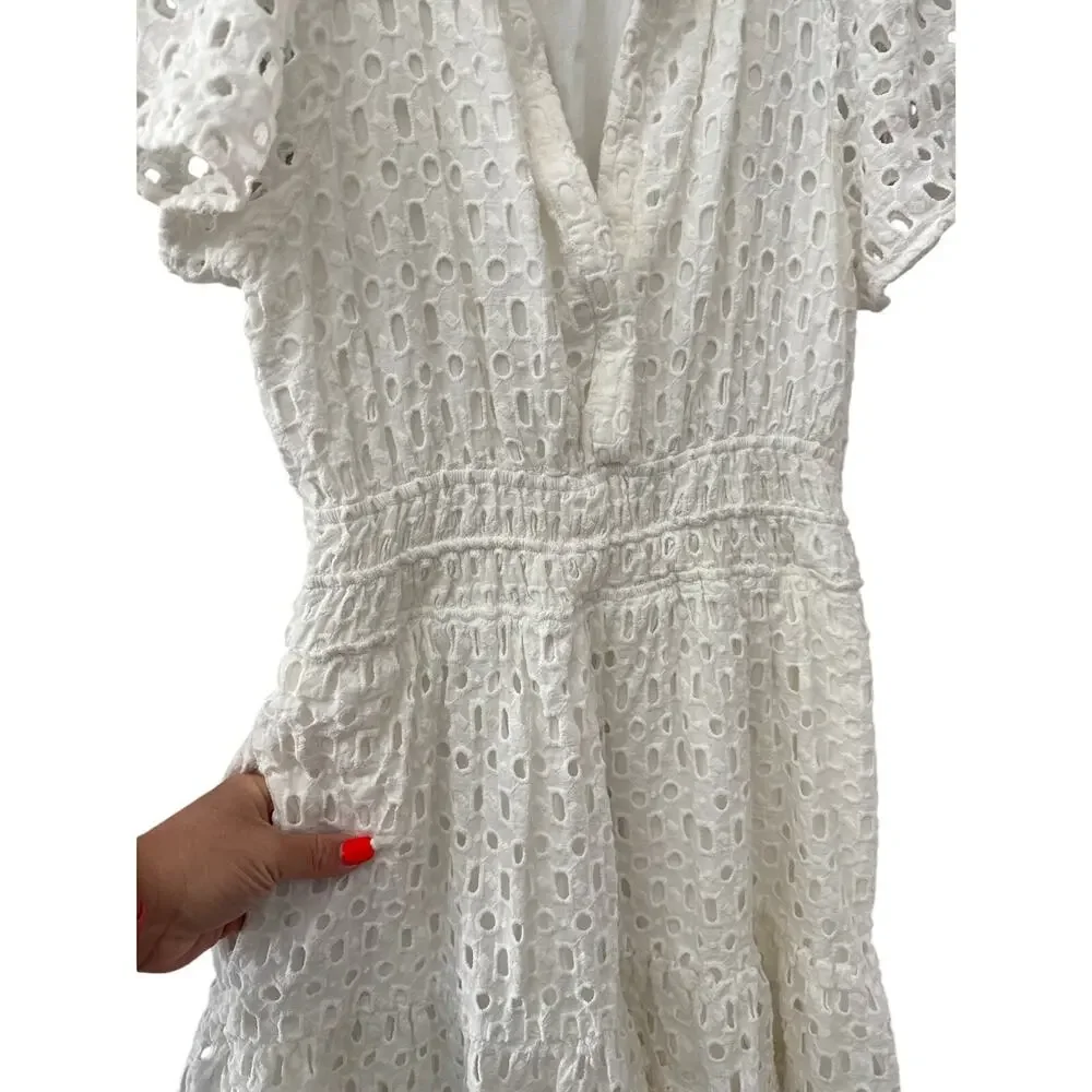 Anthropologie The Somerset Mini Dress Eyelet Edition Bright White Size XL - Picture 9 of 9